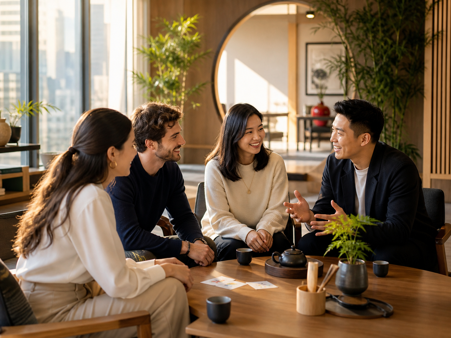 Global professionals learning Mandarin together with a Chinese mentor