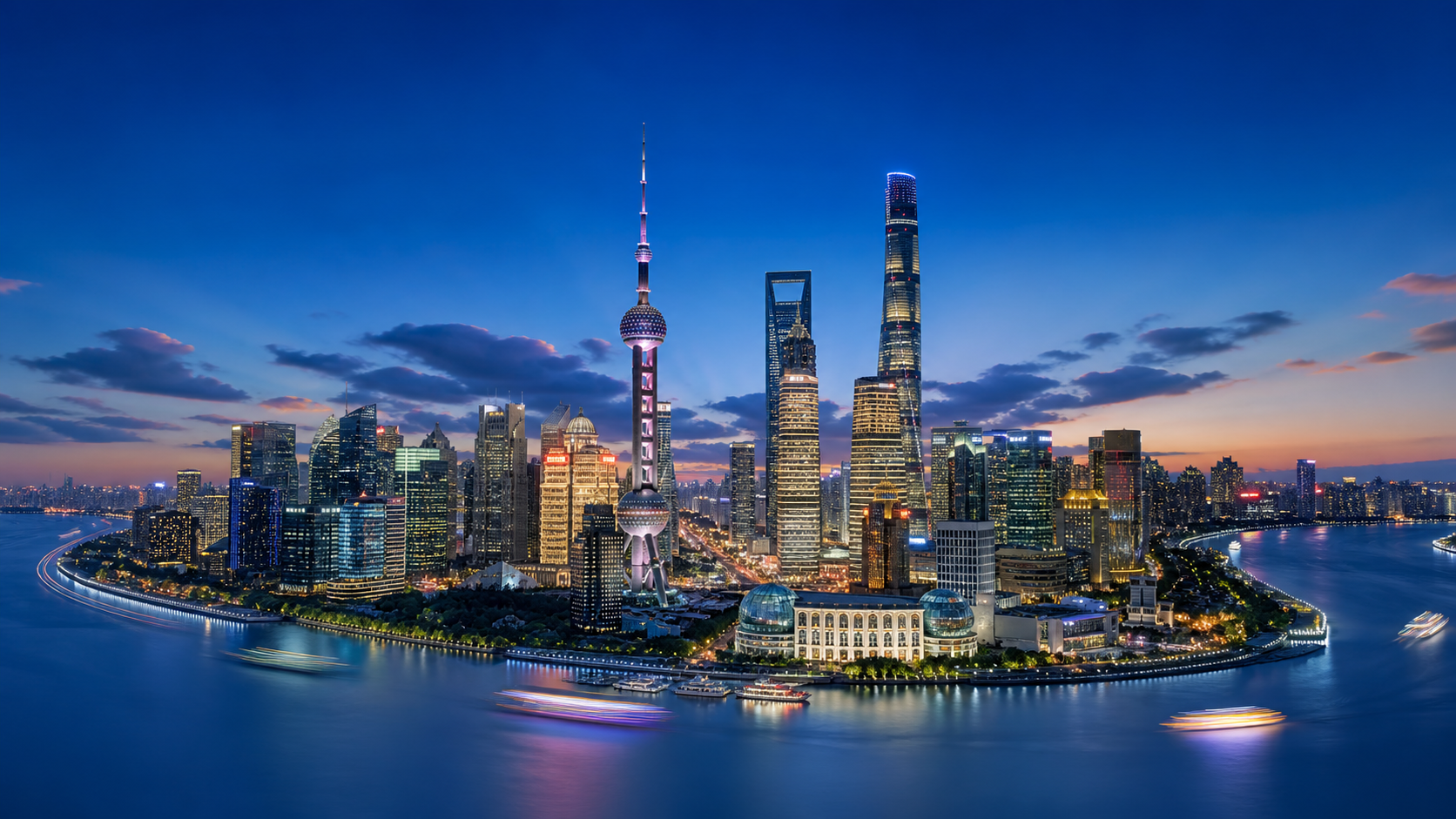 Shanghai skyline at dusk